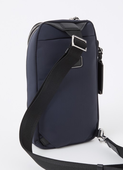 TUMI Harrison Gregory crossbodytas met leren details - achterkant 2 donkerblauw