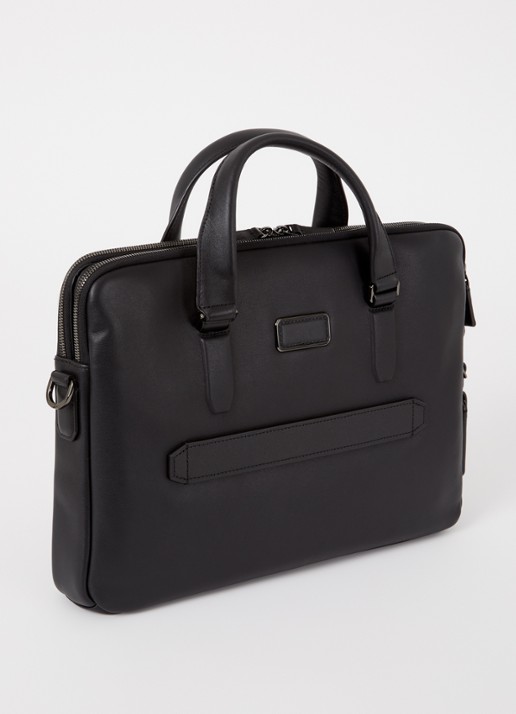 TUMI Harrison Sycamore Slim laptoptas van leer met 14 inch laptopvak - achterkant zwart