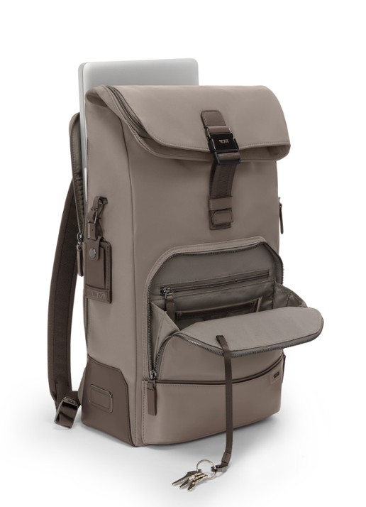 TUMI Osborn rugzak met leren details - achterkant 5 taupe