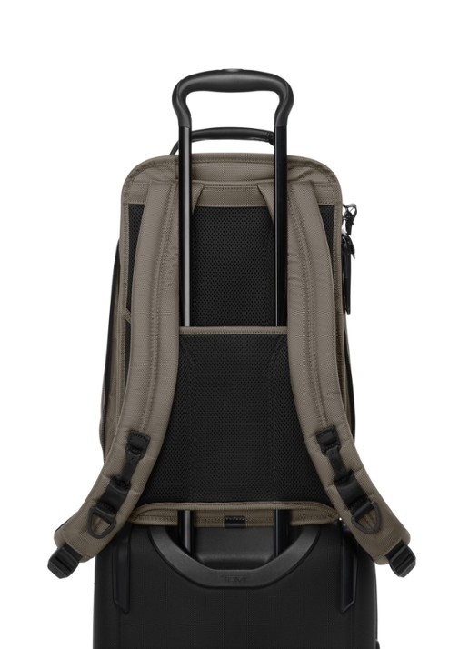 TUMI Rugzak met leren details en 16 inch laptopvak - detail 2 grijs