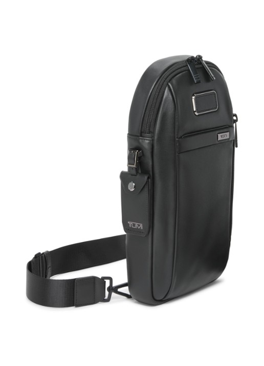 TUMI Sling crossbodytas van leer - voorkant 3 zwart