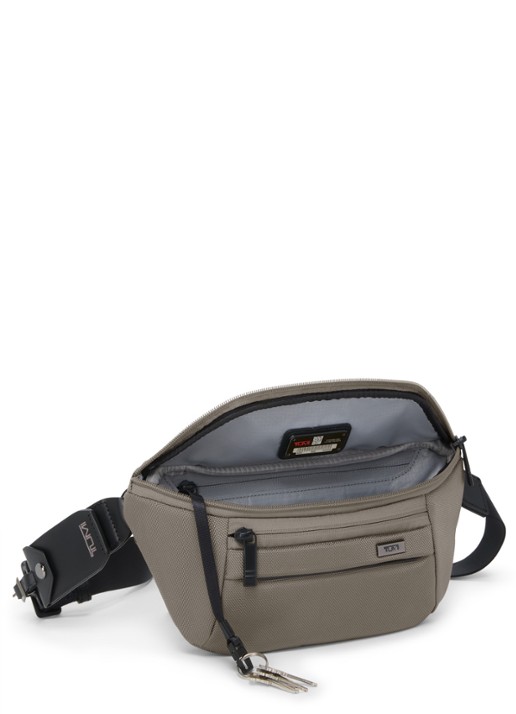 TUMI Sling heuptas met leren details - achterkant 3 grijs