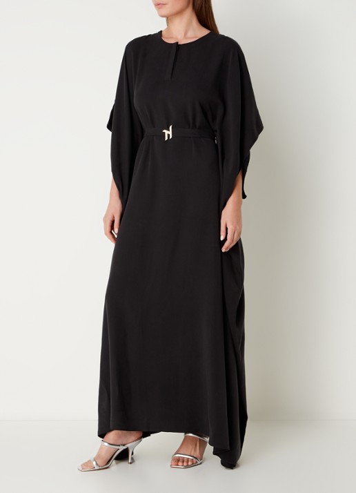Turana Atash Ameera maxi tuniekjurk met strikceintuur - detail 2 zwart