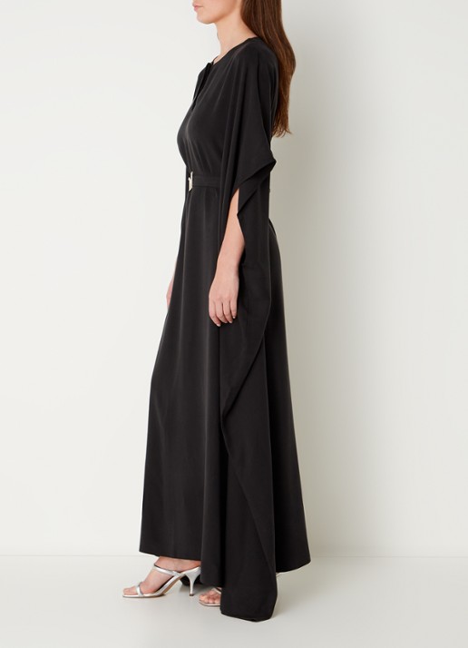 Turana Atash Ameera maxi tuniekjurk met strikceintuur - voorkant 4 zwart