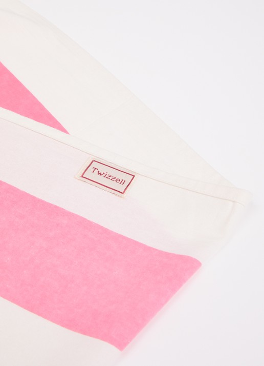 Twizzell Pink & White tafelkleed van katoen 3 x 1,7 meter  - voorkant 2 roze