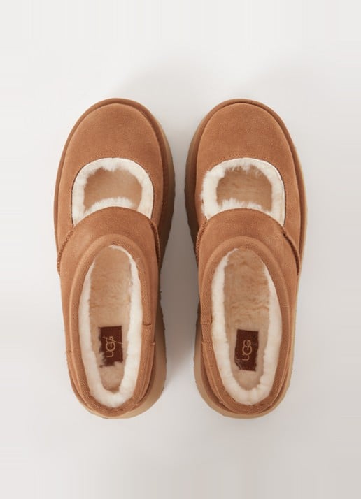 UGG Bea Mary Jane instapper van suède - detail 4 kastanjebruin