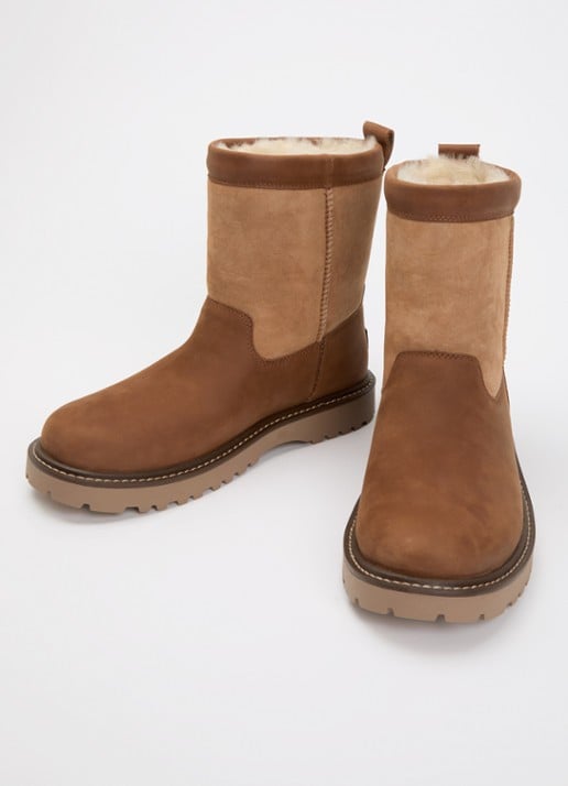 UGG Birch II laars van leer met details van suède - detail cognac
