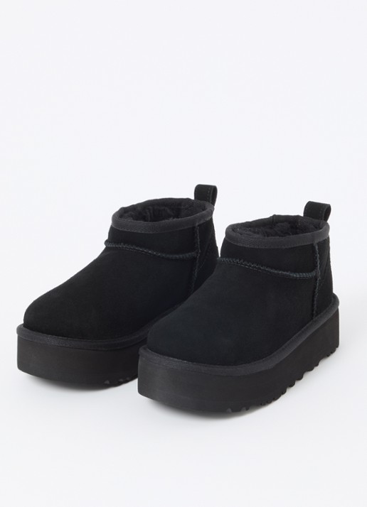 UGG Classic Ultra Mini Platform enkellaarsje van suède  - voorkant 2 zwart