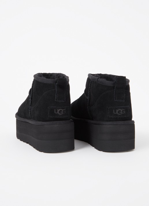 UGG Classic Ultra Mini Platform enkellaarsje van suède - detail 2 zwart