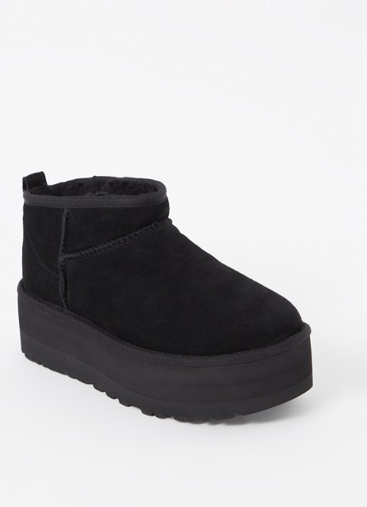 UGG Classic Ultra Mini Platform enkellaarsje van suède - voorkant 4 zwart