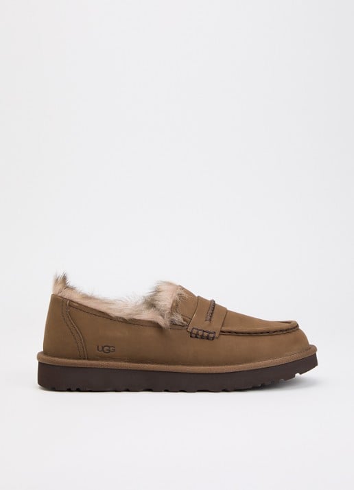 UGG Ellis loafer van nubuck - voorkant 5 hazelnootbruin