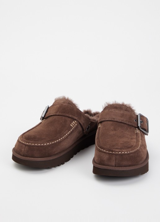 UGG Goldenstar Evelina muiltje van suède met schapenvacht - detail 2 bruin
