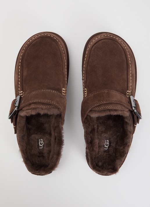 UGG Goldenstar Evelina muiltje van suède met schapenvacht - detail 3 bruin