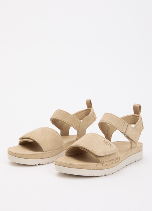 UGG Goldenstar sandaal van suède met logo - voorkant 2 zand