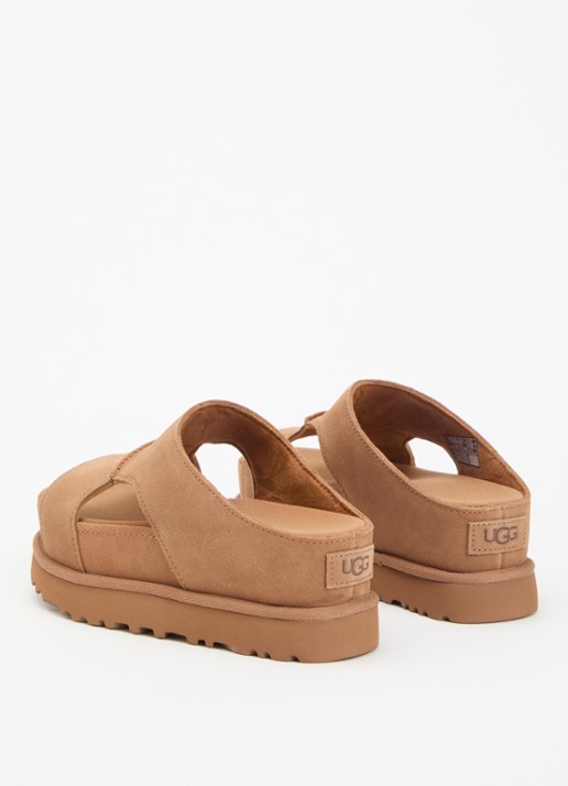 UGG Goldenstar sandaal van suède met plateauzool - achterkant camel