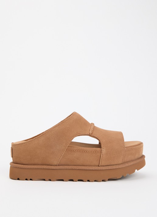 UGG Goldenstar sandaal van suède met plateauzool - voorkant 2 camel
