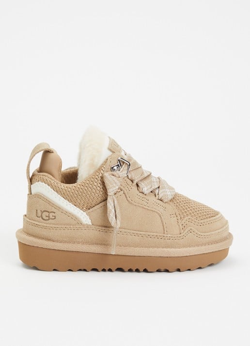 UGG Lowmel sneaker met suède details - voorkant donkerbeige