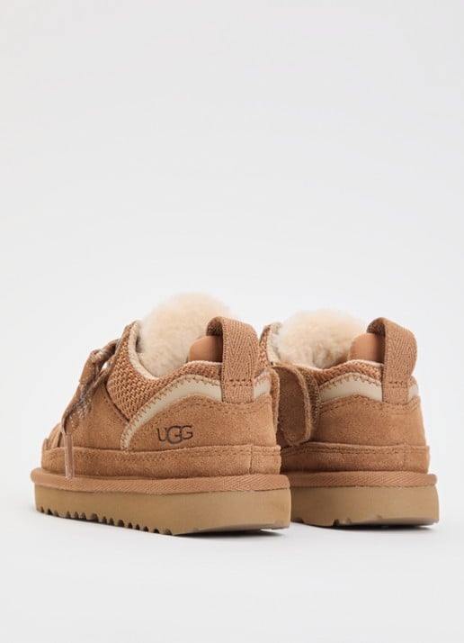 UGG Lowmel sneaker met suède details - achterkant camel