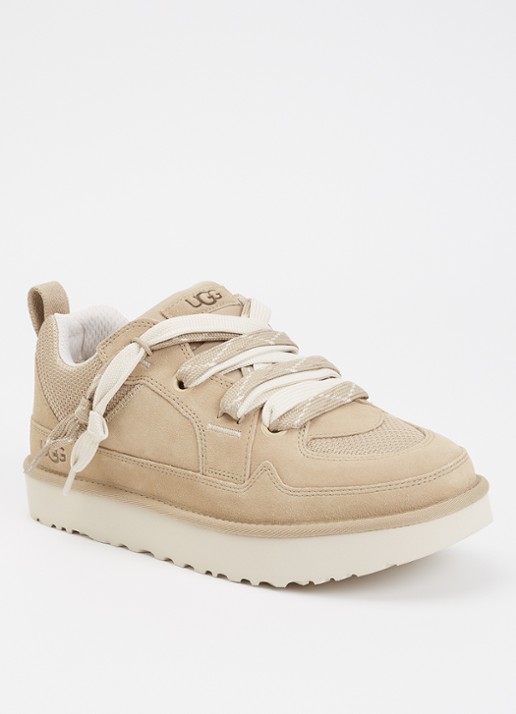 UGG Lowmel sneaker met suède details - voorkant beige