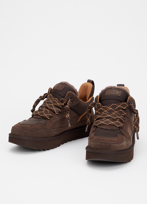 UGG Lowmel sneaker met suède details - detail donkerbruin