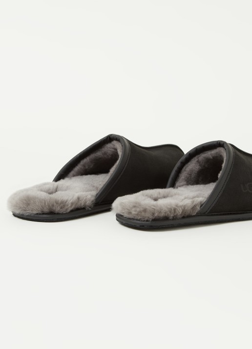 UGG Scuff pantoffel van leer met schapenvacht - detail 3 zwart