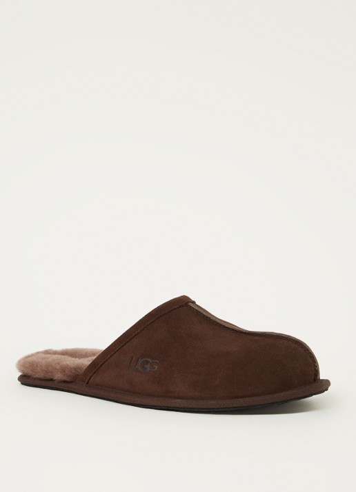UGG Scuff pantoffel van suède met schapenvacht - voorkant 3 bruin