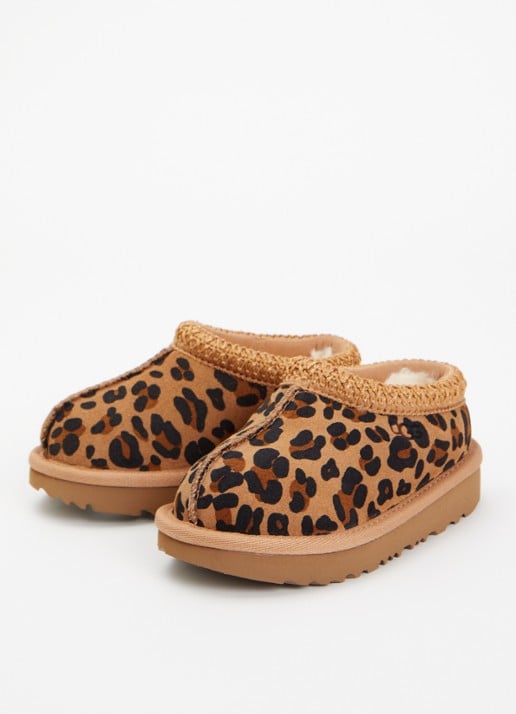 UGG Tasman II Spotted instapper van suède met panterprint - voorkant 6 camel