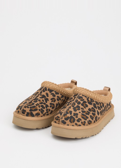 UGG Tazz instapper van suède met panterprint - voorkant 3 camel