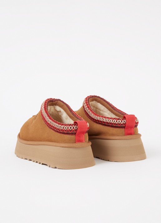 UGG Tazz instapper van suède met schapenvacht - detail 3 kastanjebruin