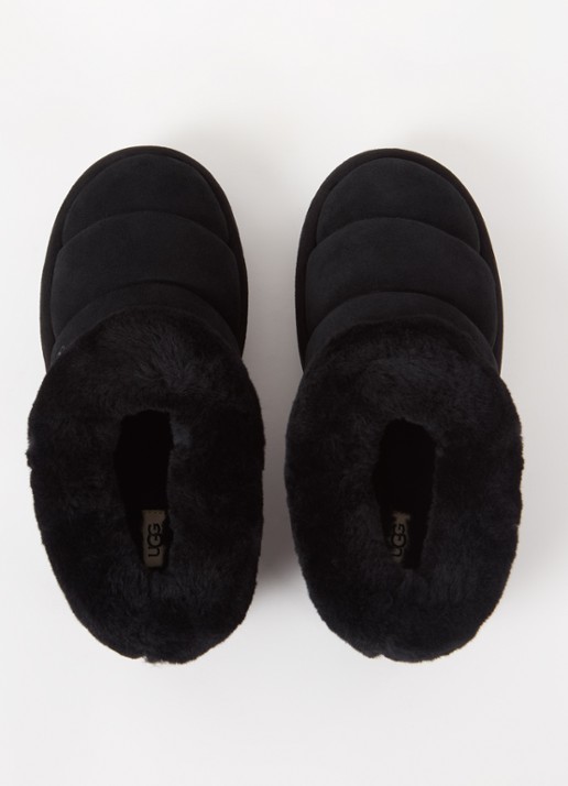 UGG Tazzlita instapper van suède met schapenvacht - detail 4 zwart