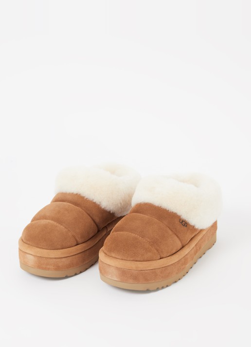 UGG Tazzlita instapper van suède met schapenvacht - detail 2 camel
