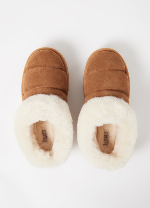 UGG Tazzlita instapper van suède met schapenvacht - detail 4 camel