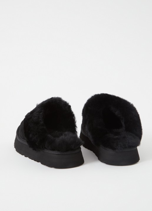 UGG W Disquette pantoffel van suède met schapenwol - detail 2 zwart