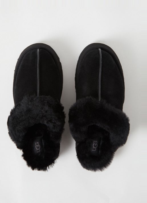 UGG W Disquette pantoffel van suède met schapenwol - detail 3 zwart