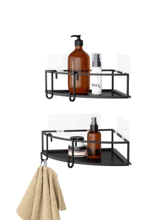 Umbra Cubiko badkamer organizer set van 2 - voorkant 2 zwart