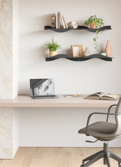 Umbra Surf wandplank set van 2 - achterkant zwart