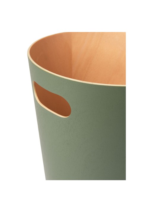 Umbra Woodrow prullenbak 7,5 liter - achterkant legergroen