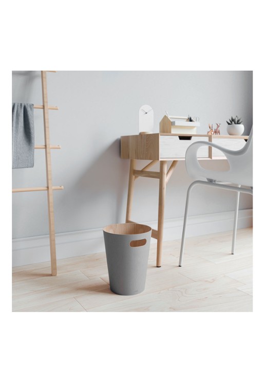 Umbra Woodrow prullenbak 7,5 liter - voorkant 4 lichtgrijs