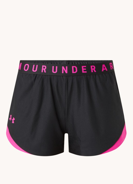 Under Armour Mid waist slim fit trainingsshorts met steekzakken en HeatGear - voorkant 4 zwart