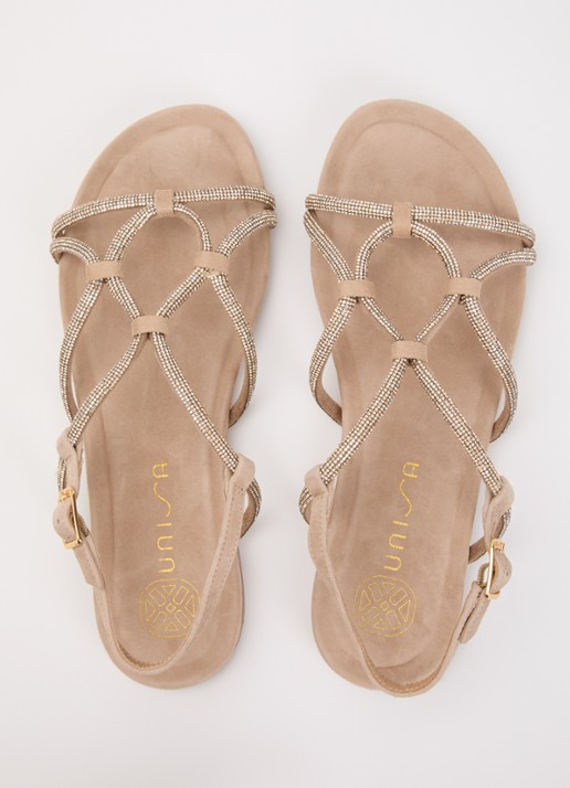 Unisa Cooper sandaal van suède met strass - detail 4 beige