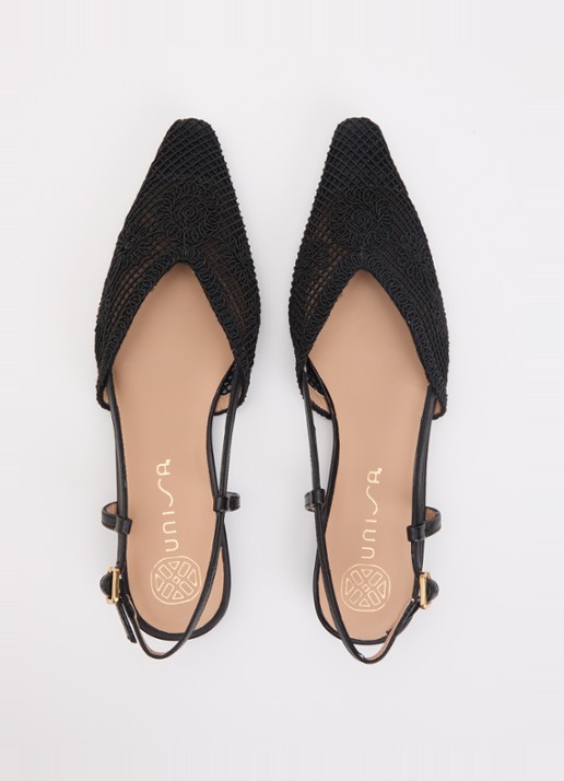 Unisa Cotis slingback met details van leer - detail 3 zwart