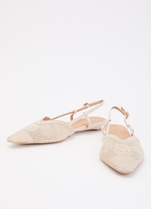 Unisa Cotis slingback met details van leer - detail creme