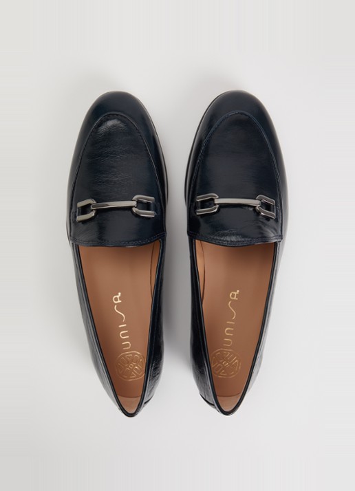 Unisa Dalcy loafer van leer met lakfinish - detail 4 zwart