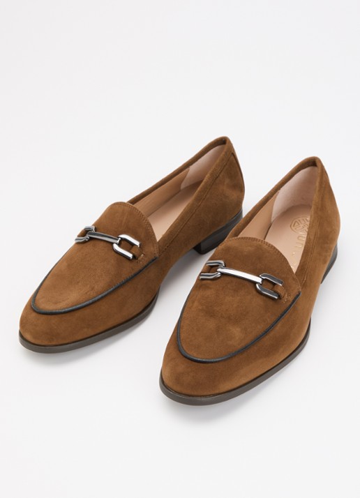Unisa Dalcy loafer van suède - detail bruin