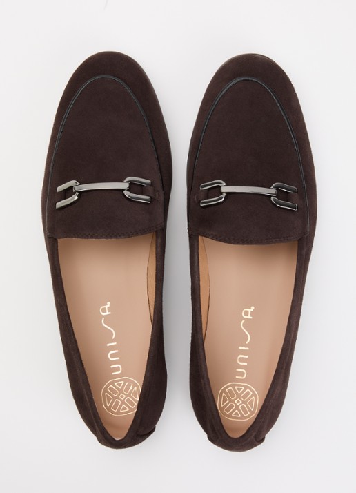 Unisa Dalcy loafer van suède - detail 3 donkerbruin