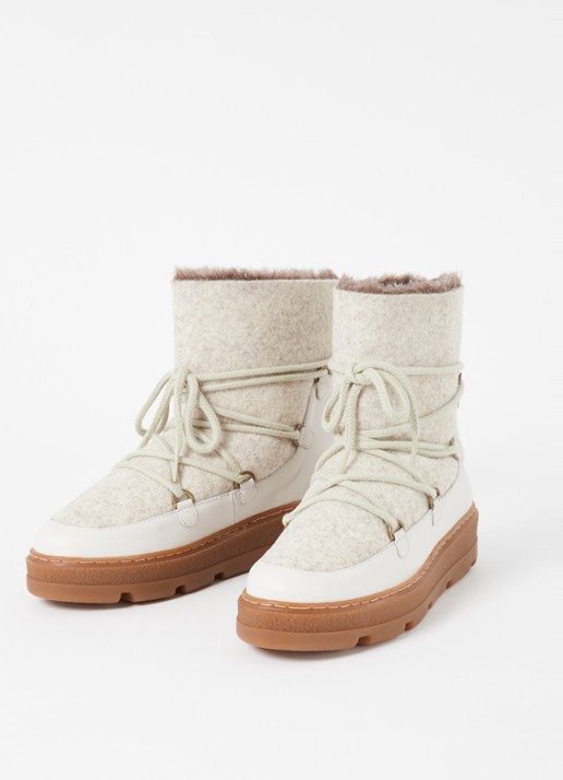 Unisa Frosty snowboot met geitenleren details - detail 2 gebroken wit