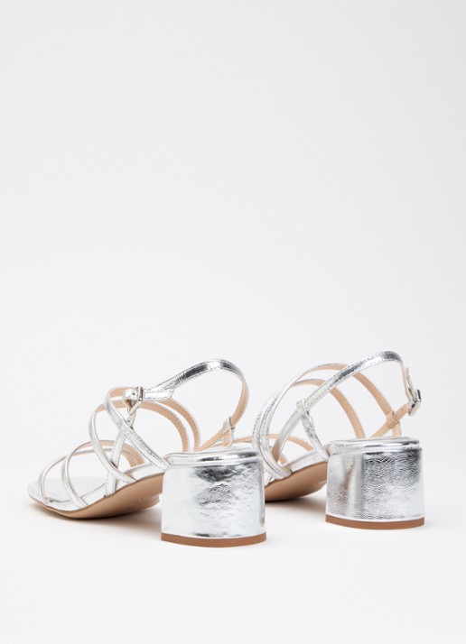 Unisa Kalma sandalette van leer met metallic finish - achterkant 6 zilver