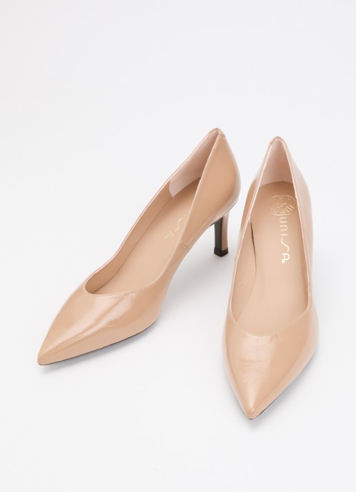 Unisa Landas pump van leer met lakfinish - detail 2 beige