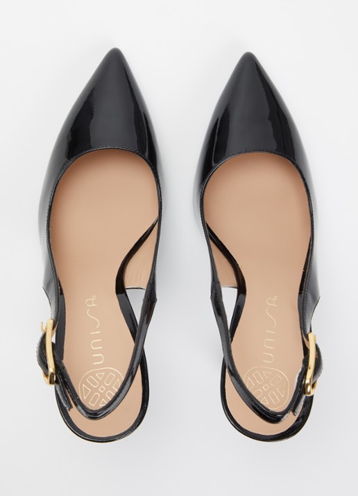 Unisa Terza slingback van leer met lakfinish - detail 2 zwart