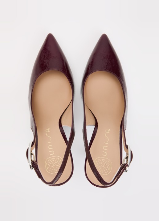 Unisa Terza slingback van leer met lakfinish - detail 3 bordeauxrood